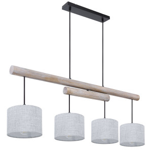 Hängelampe, höhenverstellbar, Holz, grau, schwarz, L 113 cm