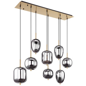LED Pendelleuchte, Glas rauchfarben, schwarz, H 120 cm
