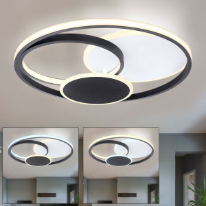 LED Deckenleuchte, Memory Funktion, CCT, schwarz, D 49,5 cm