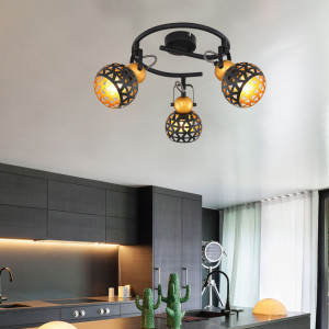 Deckenlampe, Schirme mit Lebensblume - Dekor, goldfarben