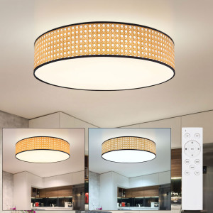 LED Deckenleuchte, 40 Watt, Bambus-Optik, naturfarben, opal