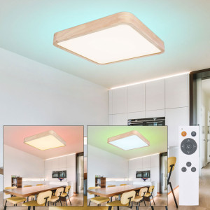 LED Deckenleuchte, natur, mit RGB Backlight, Farbwechsler