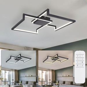 LED Deckenleuchte, schwarz, 1x LED á 55W inkl., Acryl, opal