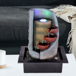 RGB LED Tischbrunnen, Kaskade, Farbwechsler H 39,5 cm