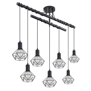 Hängeleuchte, Käfig Design, schwarz-matt, H 100 cm