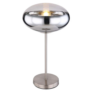 Tischleuchte, Glaskugel, chrom, nickel-matt, H 53 cm
