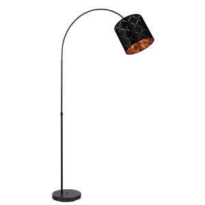 Bogenstehlampe Dekorstanzungen, schwarz-gold, H 195cm