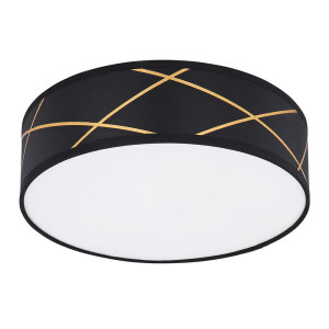 LED Deckenleuchte, schwarz, rund, goldfarben, 40 cm