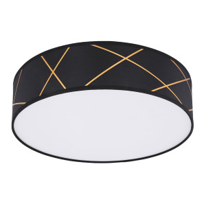 LED Deckenleuchte, schwarz, rund, goldfarben, 40 cm