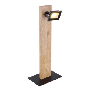 Tischleuchte, Metall, Holz, Schwarz, Dunkelbraun, H 45 cm