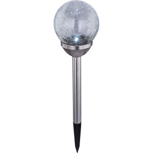 LED Solarleuchte, Edelstahl, Glas, Erdspieß, H 55 cm