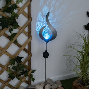 LED Solar Steckleuchte, silber, blau H 90 cm