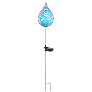 LED Solarleuchte, Flammen-Design, Erdspieß, blau, H 90 cm