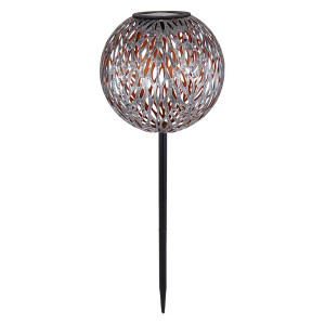 LED Solarleuchte, Kugel, silber-grau, gold, Erdspieß, H 54cm