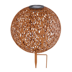 LED Solarleuchte, Kugel, Erdspieß, rostfarben, H 38 cm
