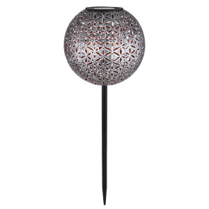 LED Solarleuchte, Kugel, silber-grau, gold, Erdspieß, H 54cm