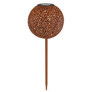 LED Solarleuchte, Kugel Design, rostfarben 18 cm