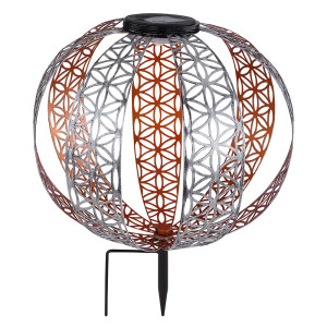 LED Solarleuchte, Erdspieß, Kugel, silber, gold, 30 cm