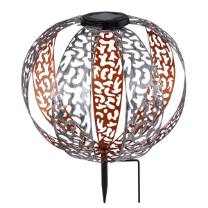 LED Solar Steckleuchte, Erdspieß, Kugel, goldfarben, 30 cm