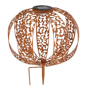 LED Solarleuchte, Erdspieß, Kugel, rostfarben, 30 cm