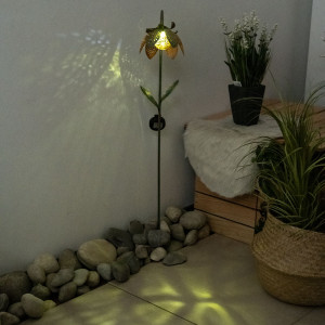 LED Solarleuchte, Blume, Crackle-Glas, Kugel, H 90 cm