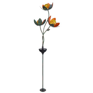 LED Solar Steckleuchte, Blumen, Glas Kugel, Gold, H 113,5 cm