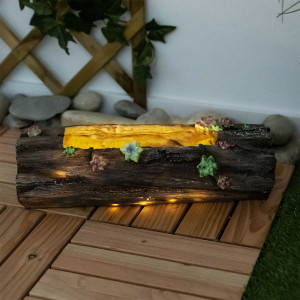 LED Solarleuchte, Baumstamm, Grau, Kunststoff, L 44,3 cm
