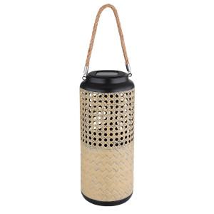LED Solarleuchte, Bambus, schwarz-braun, H 45 cm