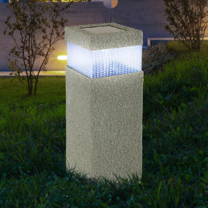 LED Solarleuchte, Erdspieß, Stein-Optik, grau, H 38,5 cm