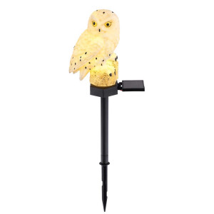 LED Solarleuchte, Eule auf Erdspitz, 0,06 Watt, braun, weiß