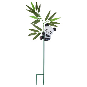 LED Solar Steckleuchte, Pandabär, Blätter, bunt, H 70 cm