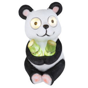 LED Solarleuchte, Panda, schwarz weiß H 23 cm