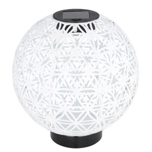 LED Solarleuchte, Kugel, Beton, weiß-grau, schwarz, 20 cm