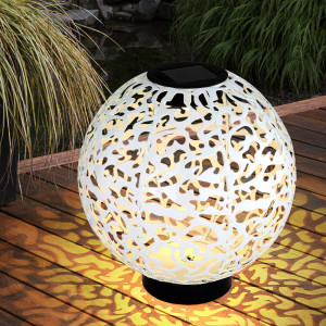 LED Solarleuchte, Kugel Geflecht, Betonoptik, 20 cm