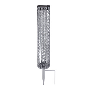 LED Solarleuchte, silber, Muster, Erdspieß, H 46 cm