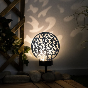 LED Solarleuchte, silber antik, Erdspieß, H 31 cm