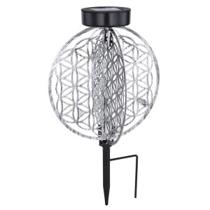LED Solarleuchte, Metall, schwarz, silber, antik, H 31 cm