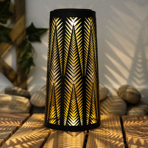 LED Solarleuchte, schwarz-gold, Lichteffekt, H 24,5 cm