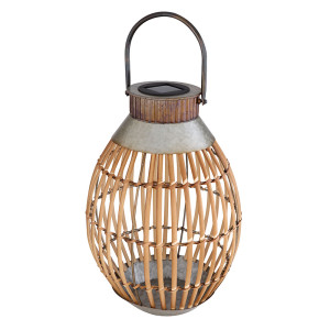 LED Solarleuchte, Bambus, hellbraun H 37,5 cm