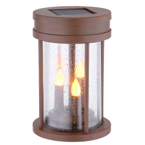 LED Solarleuchte, Feuer-Effekt, rostfarben, 3in1, 12 cm