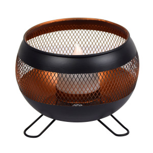 LED Solarleuchte, Feuer-Effekt, schwarz-matt, rost, 15 cm