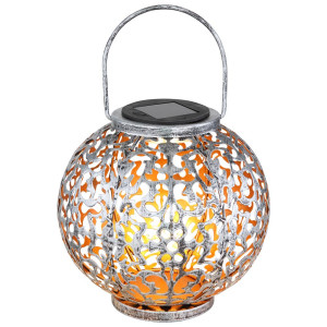 LED Solarleuchte, Kugel, Geflecht, silber-antik, H 29 cm