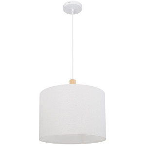 RGB LED Hängeleuchte, Textil, Holz, weiß, natur, H 120 cm
