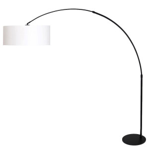 Bogen Stehleuchte schwarz, Textilschirm weiß, H 230 cm