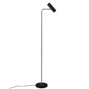 Stehleuchte, schwarz messing matt, Spot beweglich H 151 cm