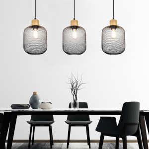 Pendellampe, Metallraster, schwarz, Höhenverstellbar, H 150 cm