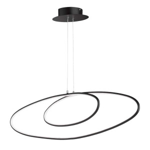 LED Hängeleuchte, dimmbar, Ringe Design schwarz 113,5 cm