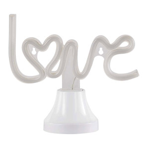 LED Tischleuchte, Neon, Love, pink, USB, L 24 cm
