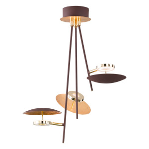 LED Deckenleuchte, Gold, Spots verstellbar, H 53 cm
