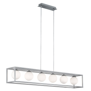 LED Hängeleuchte, silber, Glas Kugel, H 150 cm
